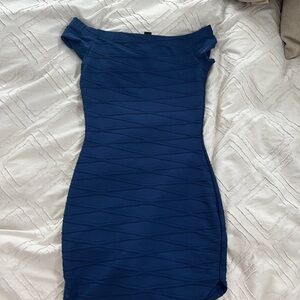 Elegant Blue Off-Shoulder Dress